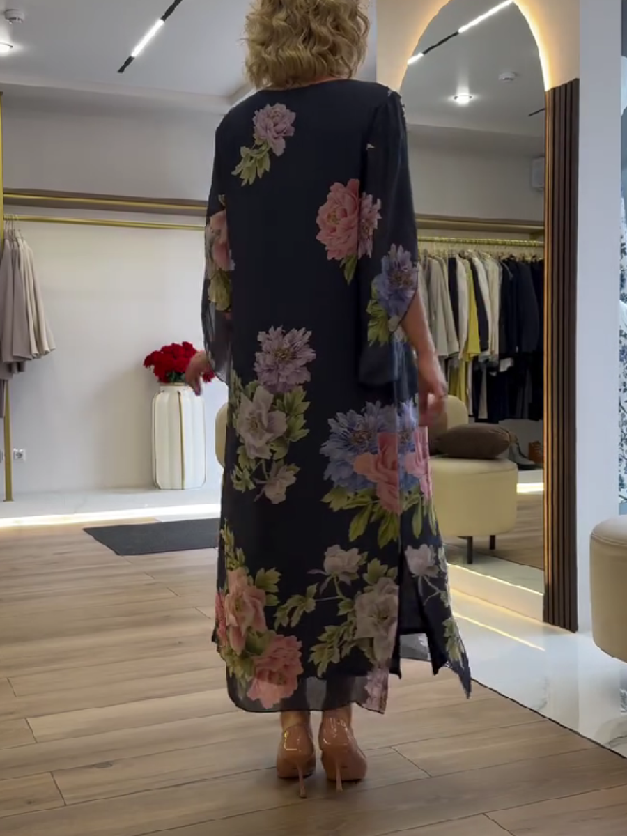 Floral print maxi dress front view
