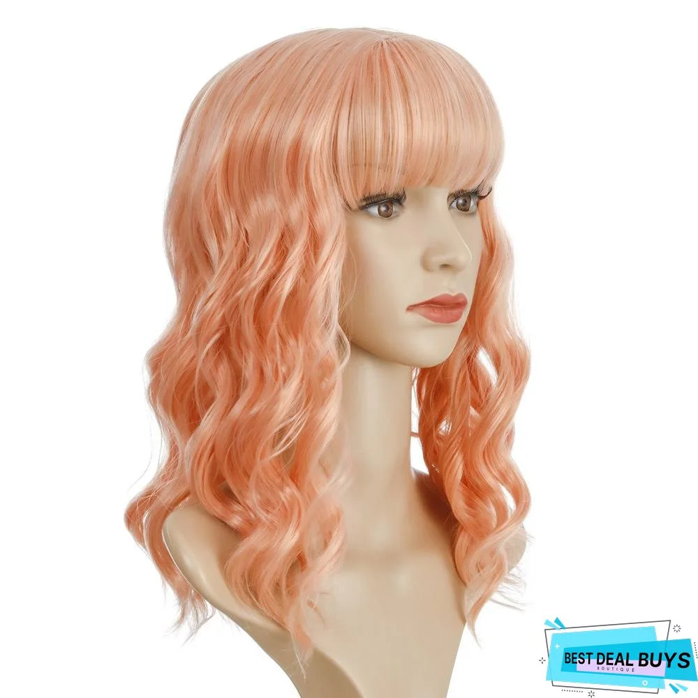 European and American Short Curly Hair with Bangs and Chemical Fiber Headgear