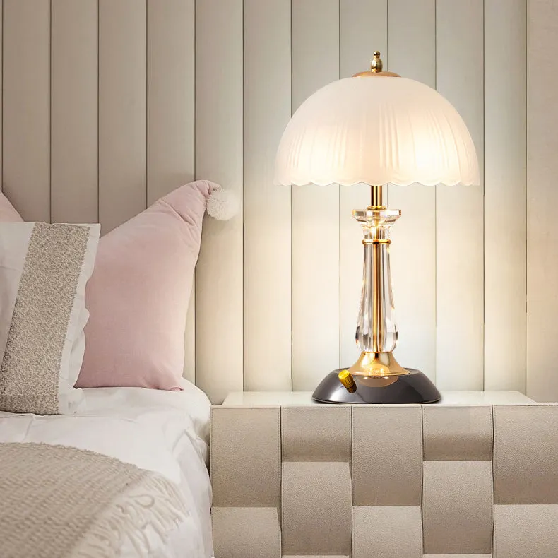 Modern Luxury Round Umbrella Metal Glass 1-Light Table Lamp For Bedroom mysite