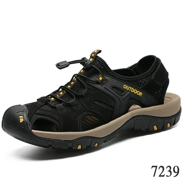 Summer Men's Sandals Genuine Leather Business Casual Shoes Men's Breathable Design Outdoor Beach Sandals Roman Water Sneakers