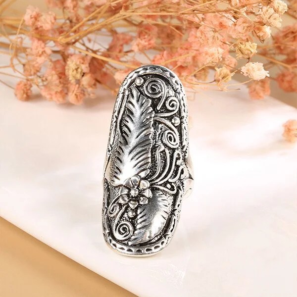 925 Vintage Feather Totem Silver Ring
