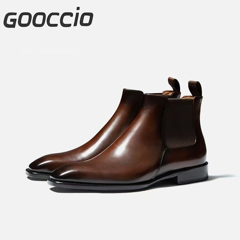 TF210 German Calf-Skin Dress Boots/Chelsea Boots For Men GOOCCIO   