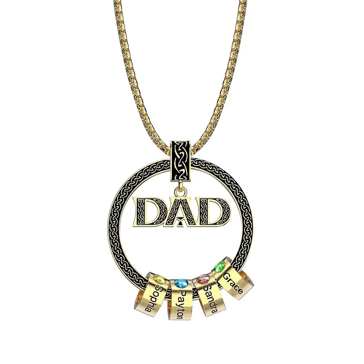 Personalized Men Necklace Engraved 4 Names Family Necklace for Dad