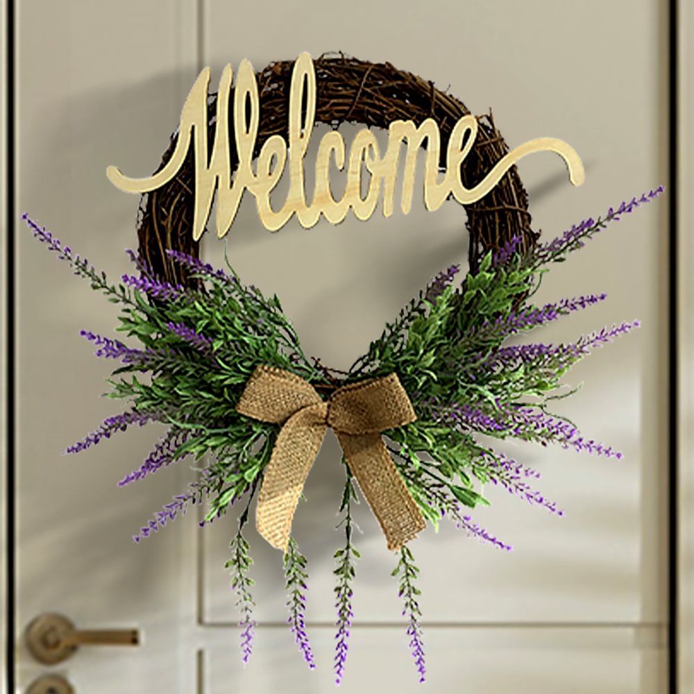 Welcome Sign Farmhouse Lavender Wreath Spring Summer Wreaths Decoration