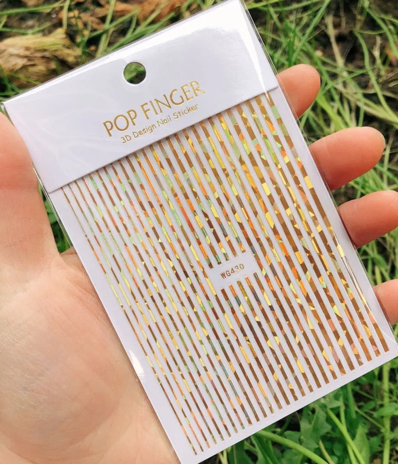 1 Pc Nail Strip Sticker Back Adhesive Decals Black/Gold/Rose Gold/Silver Metal Texture Strip Tape Nail Art Foil DIY Decoration-Nail Inspo