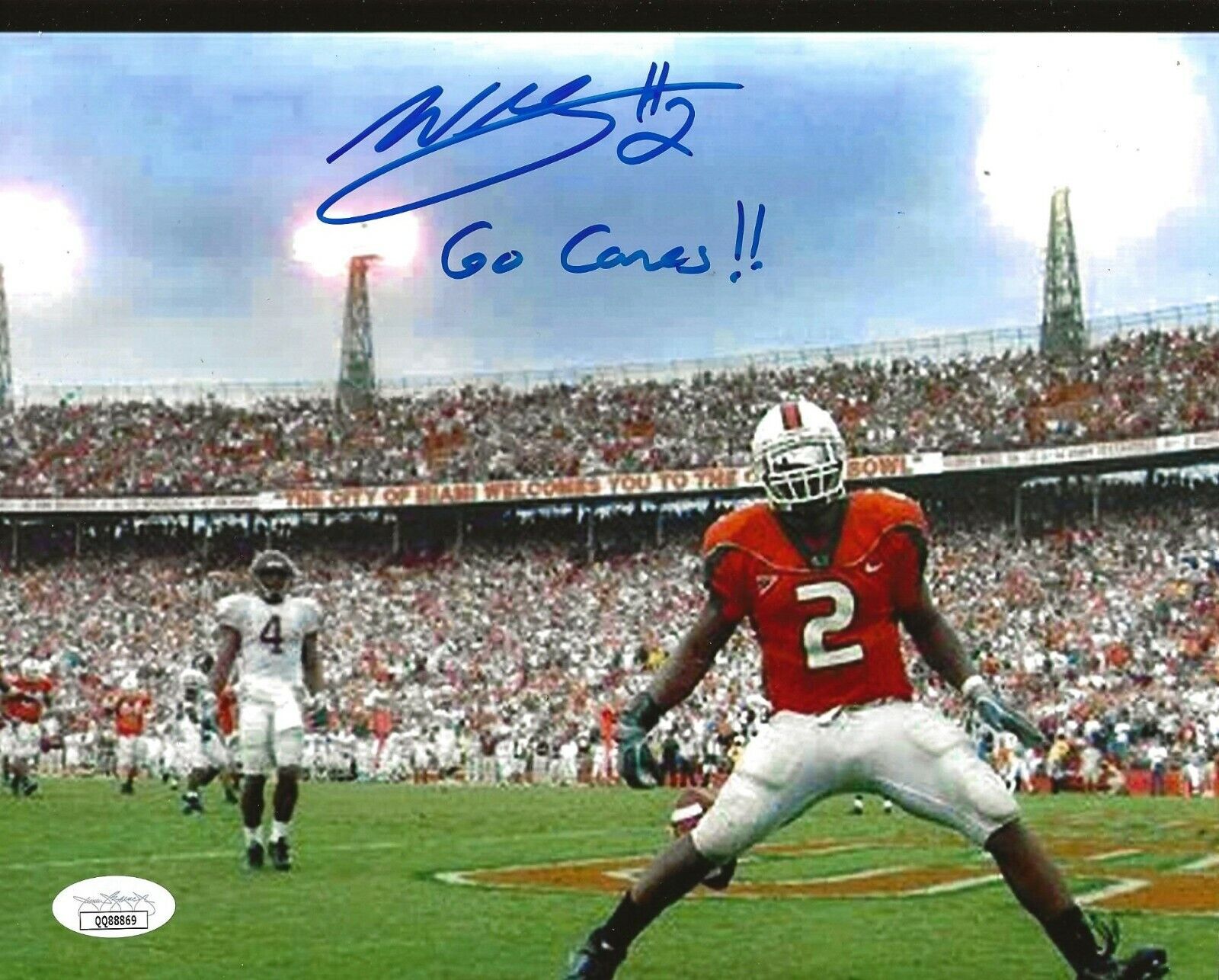 Willis McGahee signed Miami Hurricanes 8x10 Photo Poster painting autographed W/ Go Canes 2 JSA