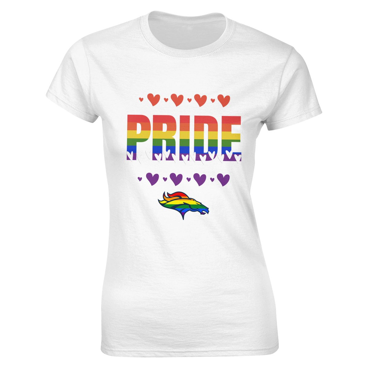 Denver Broncos Hearts Pride Women's Classic-Fit T-Shirt