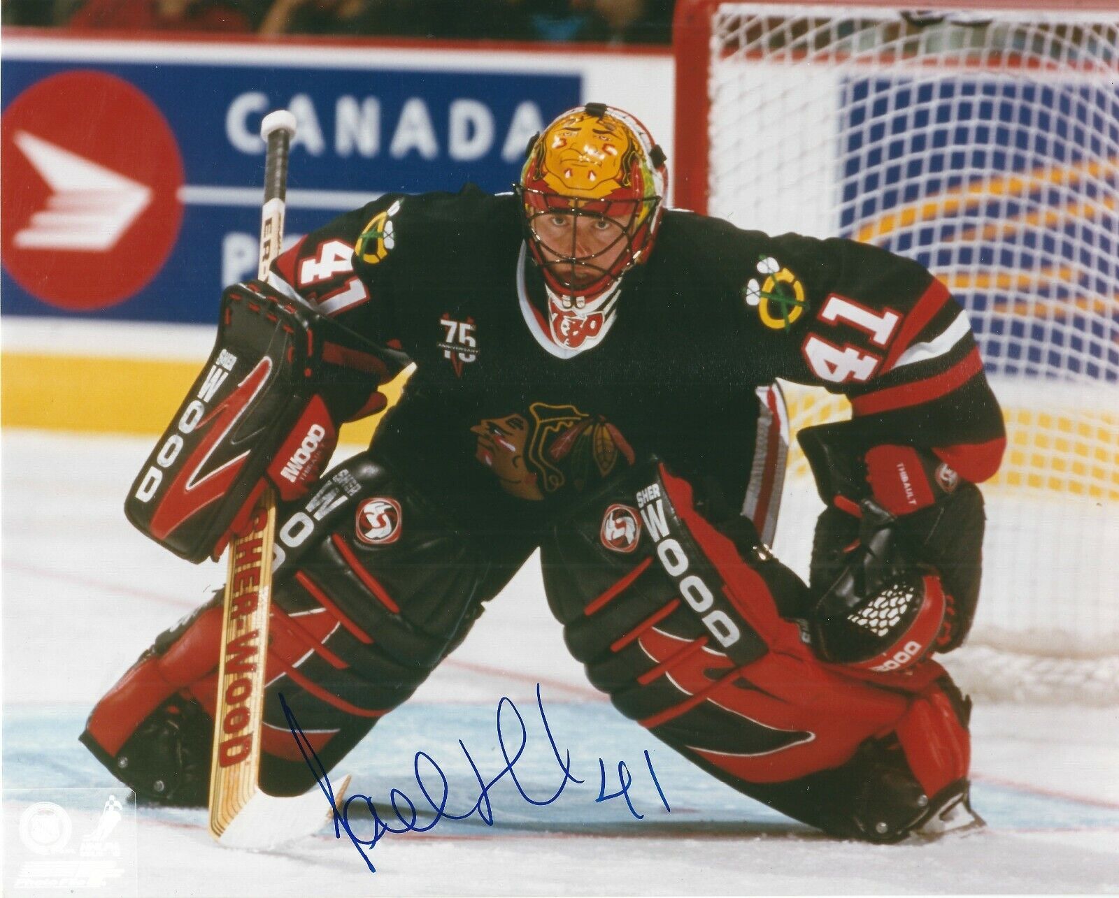 Autographed JOCELYN THIBAULT Chicago Blackhawks 8X10 Photo Poster painting - w/COA