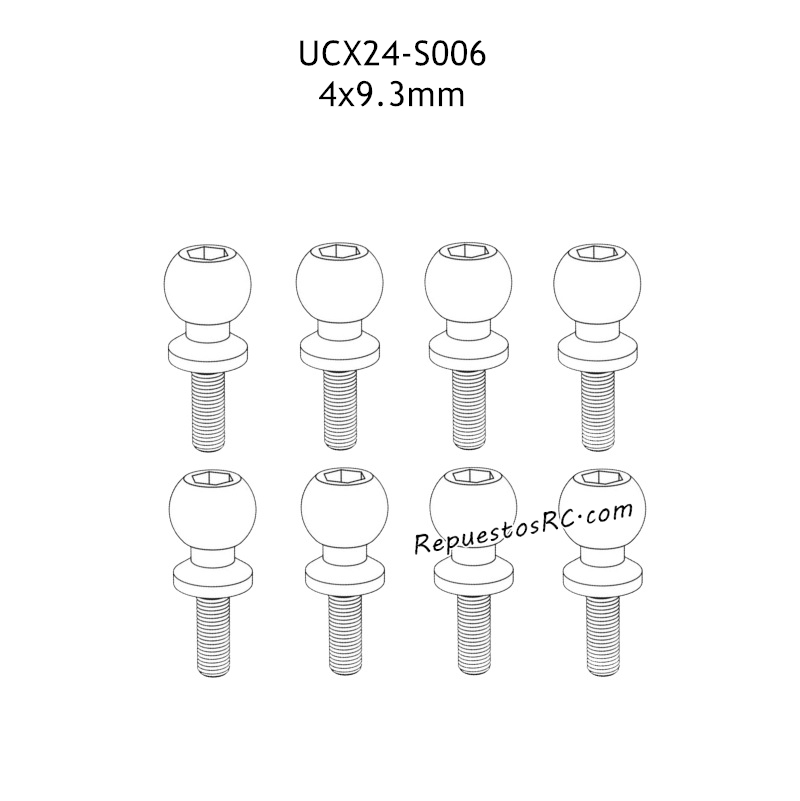 UDIRC UCX2402 Piezas 4x9.3mm Tornillo Hexagonal de Cabeza Cil&iacute;ndrica para M&aacute;quinas UCX24-S006