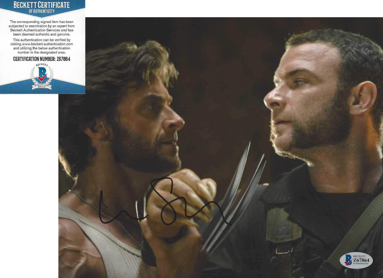 LIEV SCHREIBER SIGNED X-MEN ORIGINS: WOLVERINE 8x10 MOVIE Photo Poster painting BECKETT COA BAS