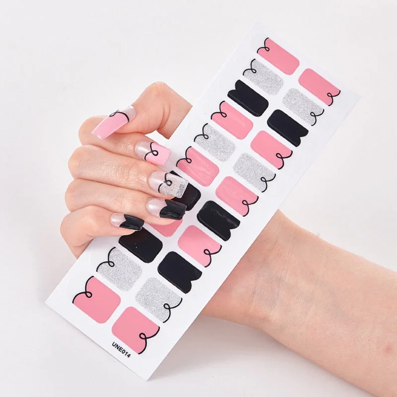 22 Tips/Sheet Solid Color And Striped Manicure Nails Art Decoration Nail Strips Full Beauty Nail Decoration Nailart Sticker