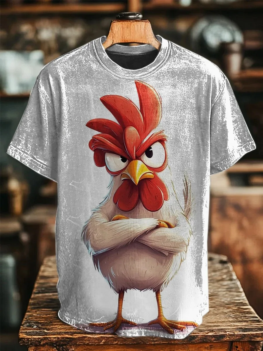 Eagerlys Funny Chicken Art Print T-shirt Eagerlys