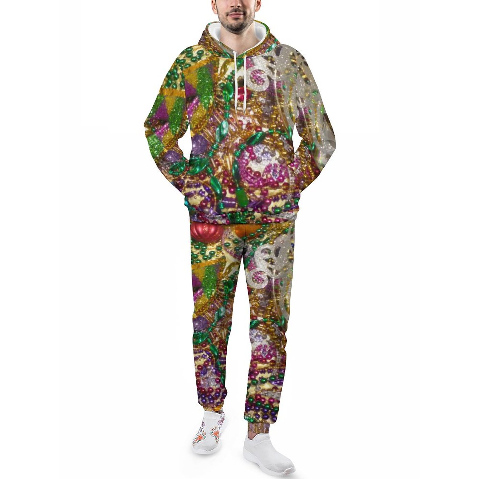 Funny Mardi Gras Razzel Dazzel Bling Men's Sweatsuits Set Casual Athletic Pullover And Sweatpants Suit Outfit