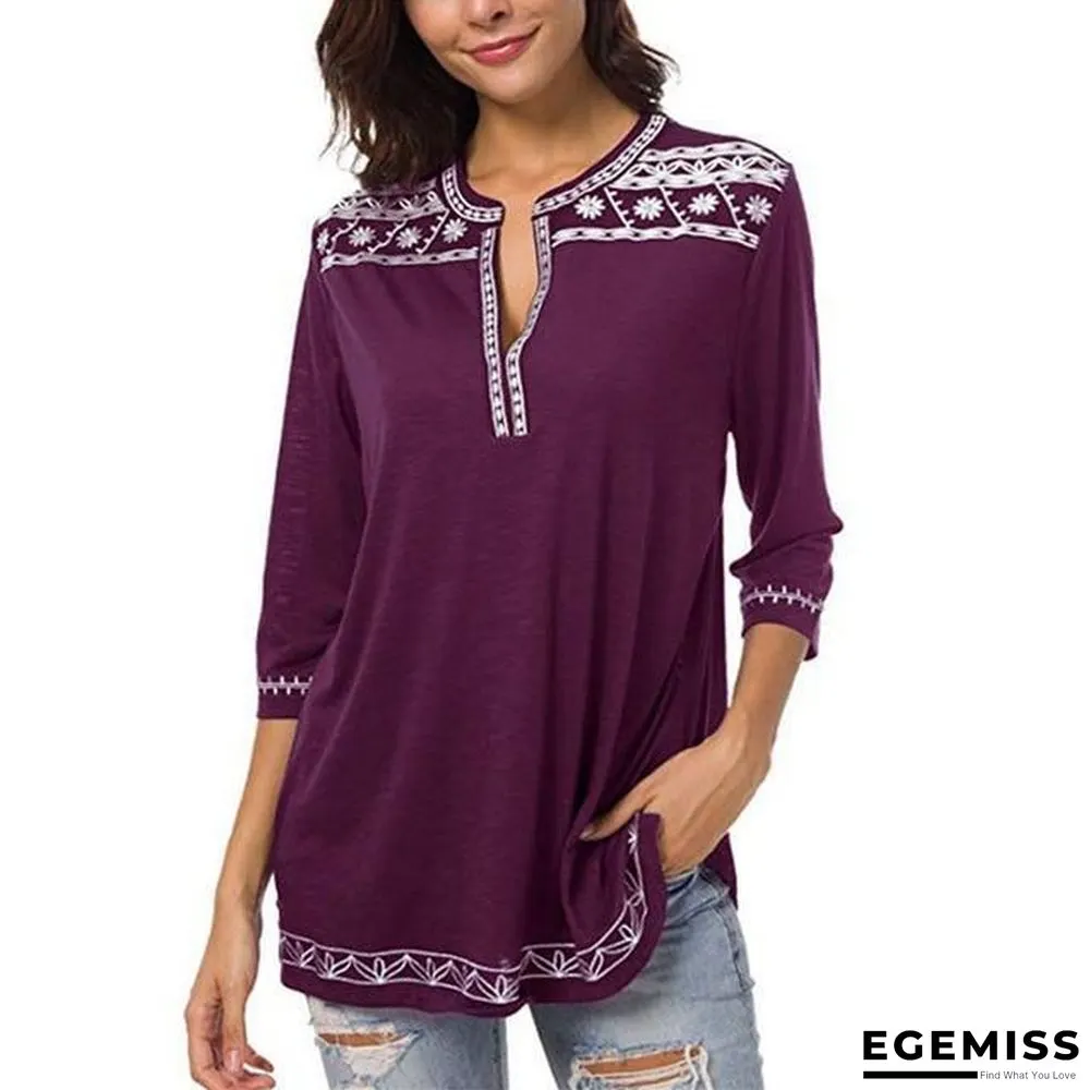 Elegant Women Vintage V-Neck Blouse Tops Tee T-Shirts Plus Size 5XL | EGEMISS