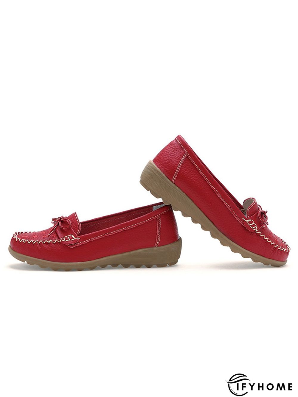 Bow Decor Moccasin Comfy Sole Flat Peas Shoes | IFYHOME