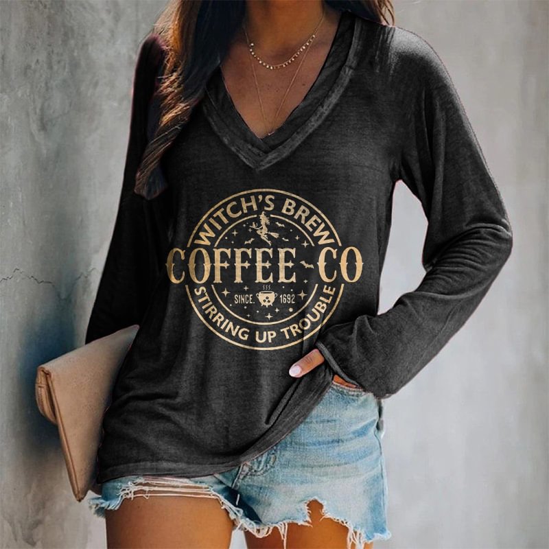 Witch's Brew Coffee Co Stirring Up Trouble Printed T-shirt