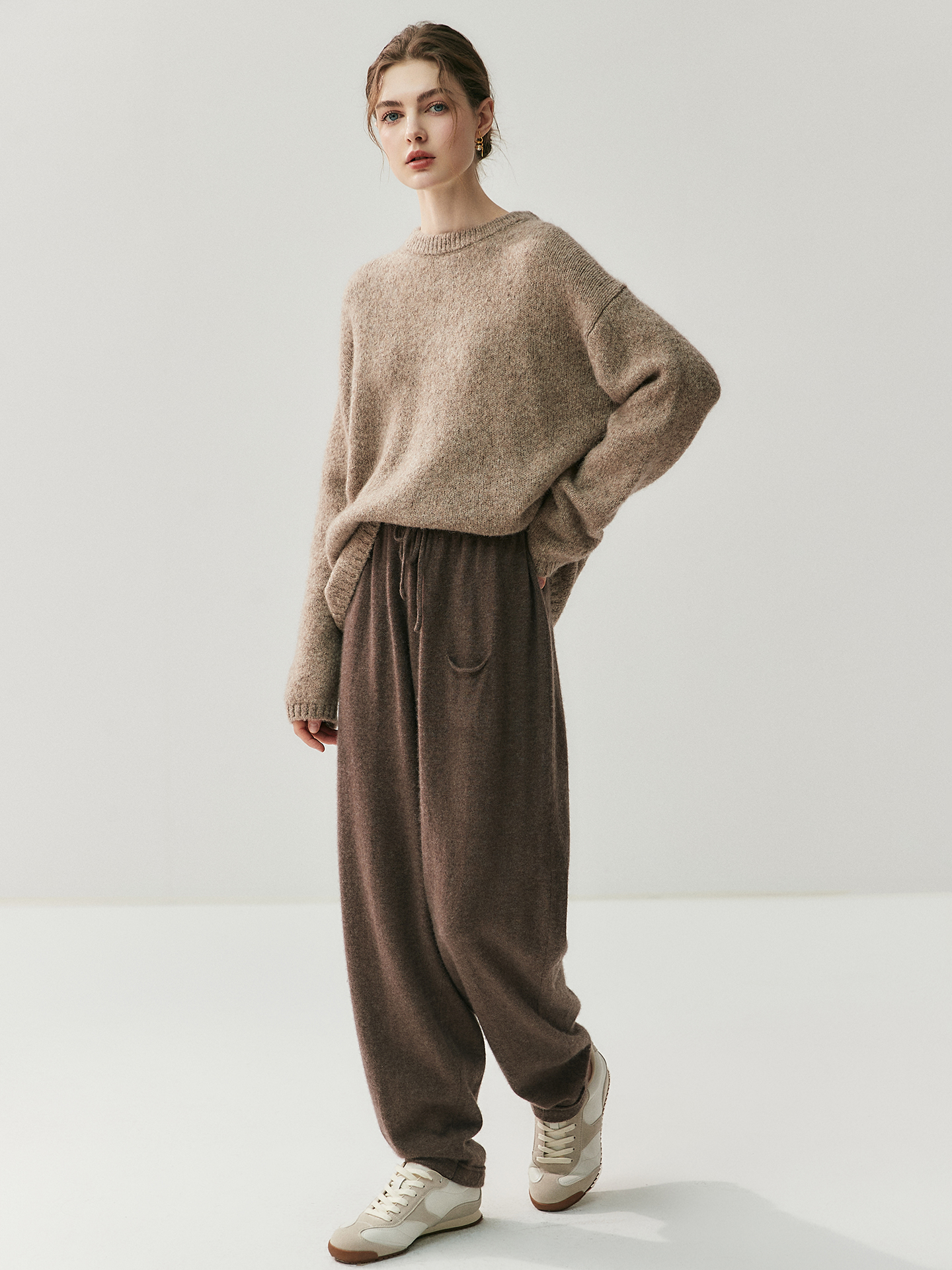 Women's High-Rise Cashmere Knit Pants REAL SILK LIFE