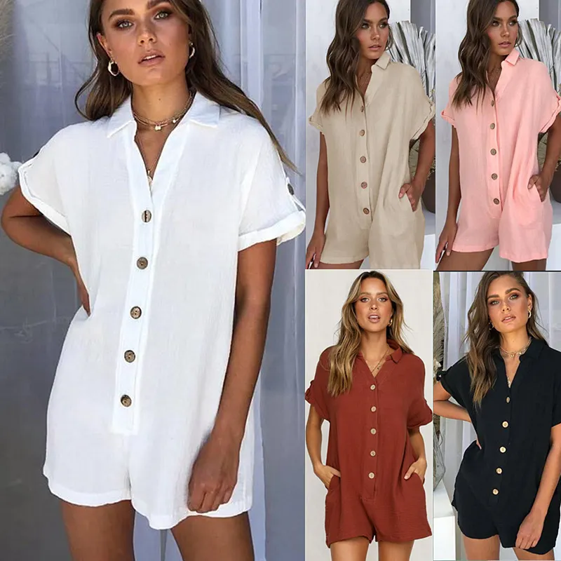 Nigikala Nigikala Women's Clothing 2025 Spring And Summer New Ebay Hot-Selling Collar Shirt Button-Button Jumpsuit