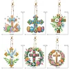 6Pcs Diamond Painting Double Sided Easter Cross Diamond Painting Art Keyring