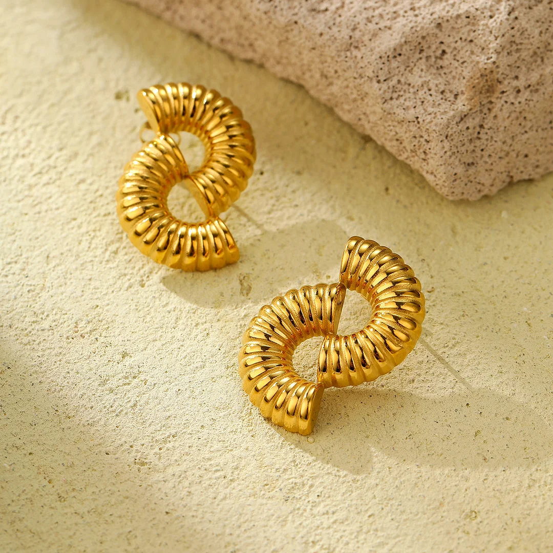 Hollow Thread Titanium Steel Earrings Women'S Fashion Exaggerated Earrings