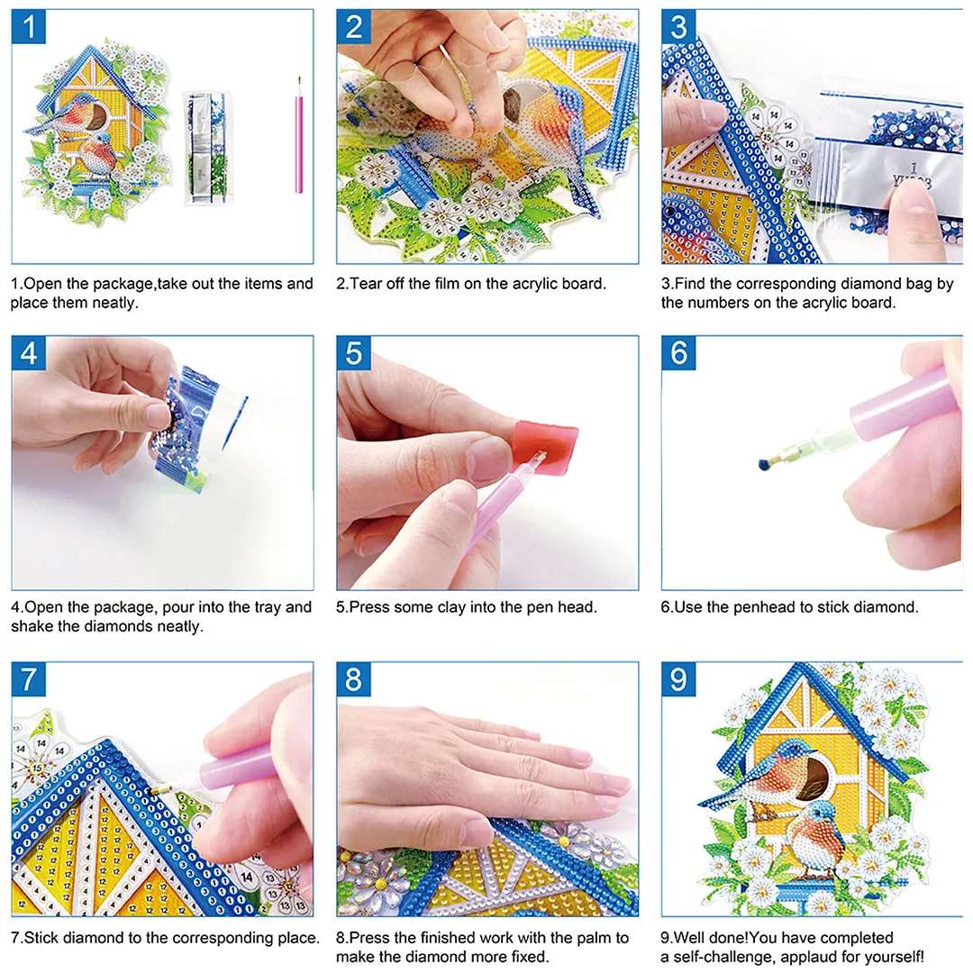 12 Pcs DIY Diamond Painting Night Light Diamond Art LED Lamp 7.87x5.91 Inch