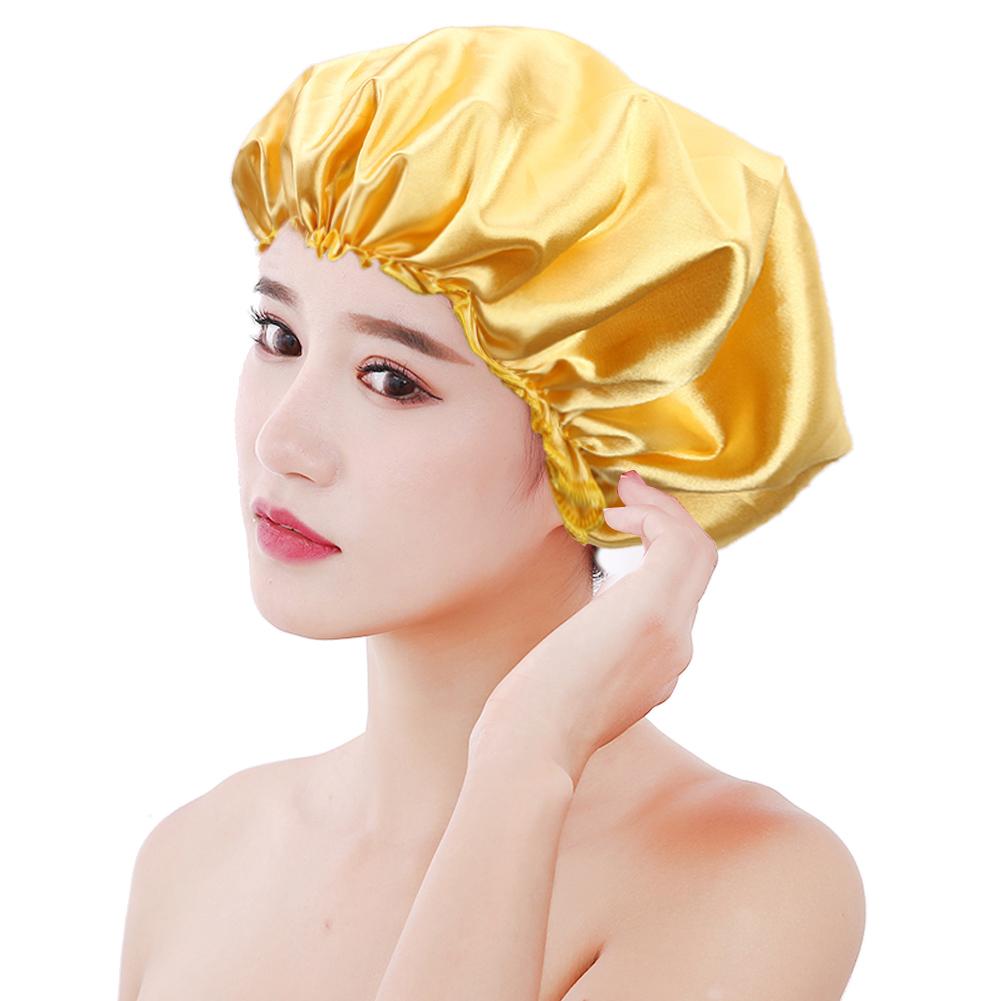 

Ladies Solid Color Hair Care Caps Satin Night Sleep Cap Women Shower Hat, Gold, 501 Original