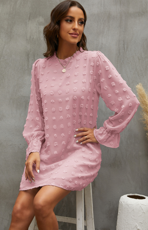 Mature Women Spring And Summer Casual Textured Woven Shift Dress