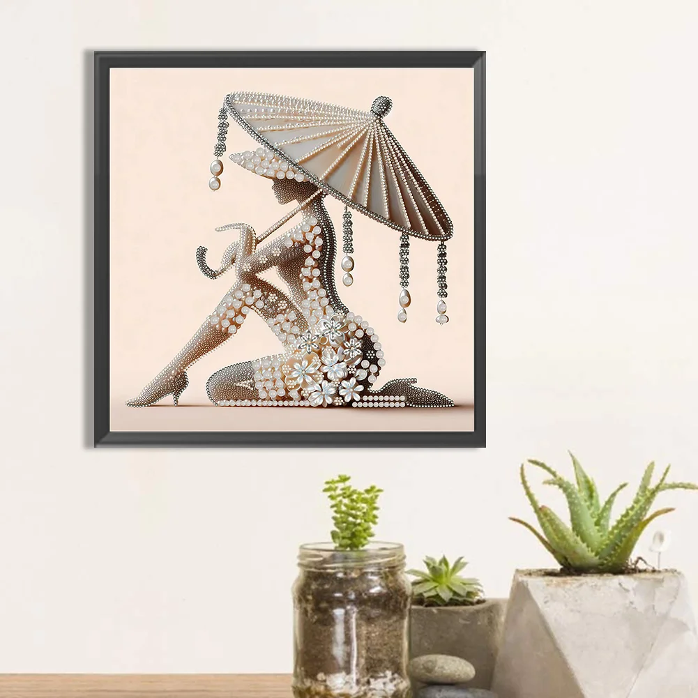 Diamond Painting - Partial Special Shaped Drill - Lady(Canvas|40*40cm)
