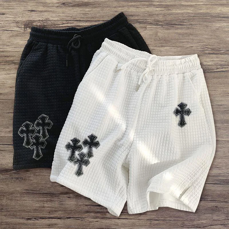 Personalized cross-print waffle shorts