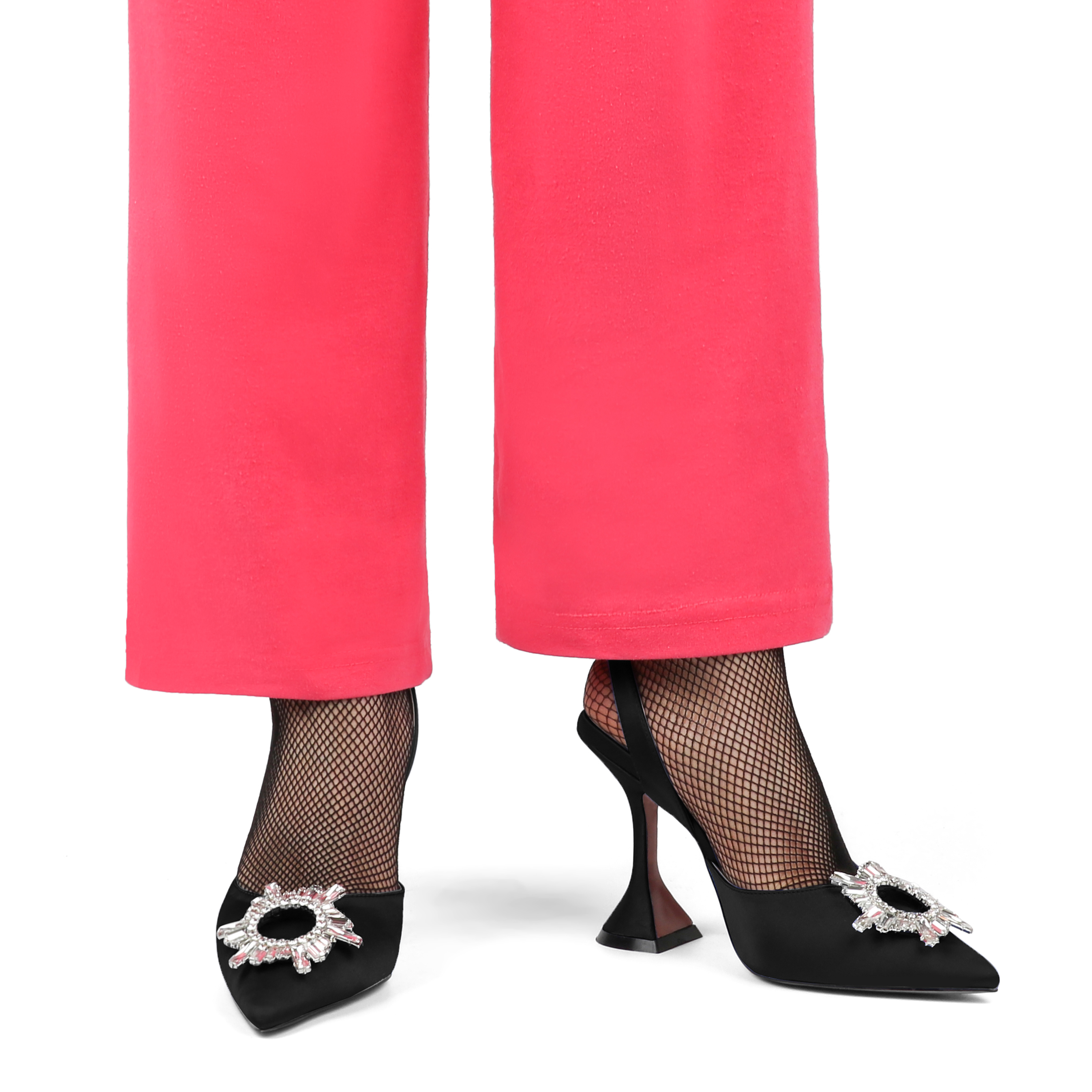 9.5cm/3.74 inch Crystal Slingback Pumps Pointed Toe Strappy Silk Sandals