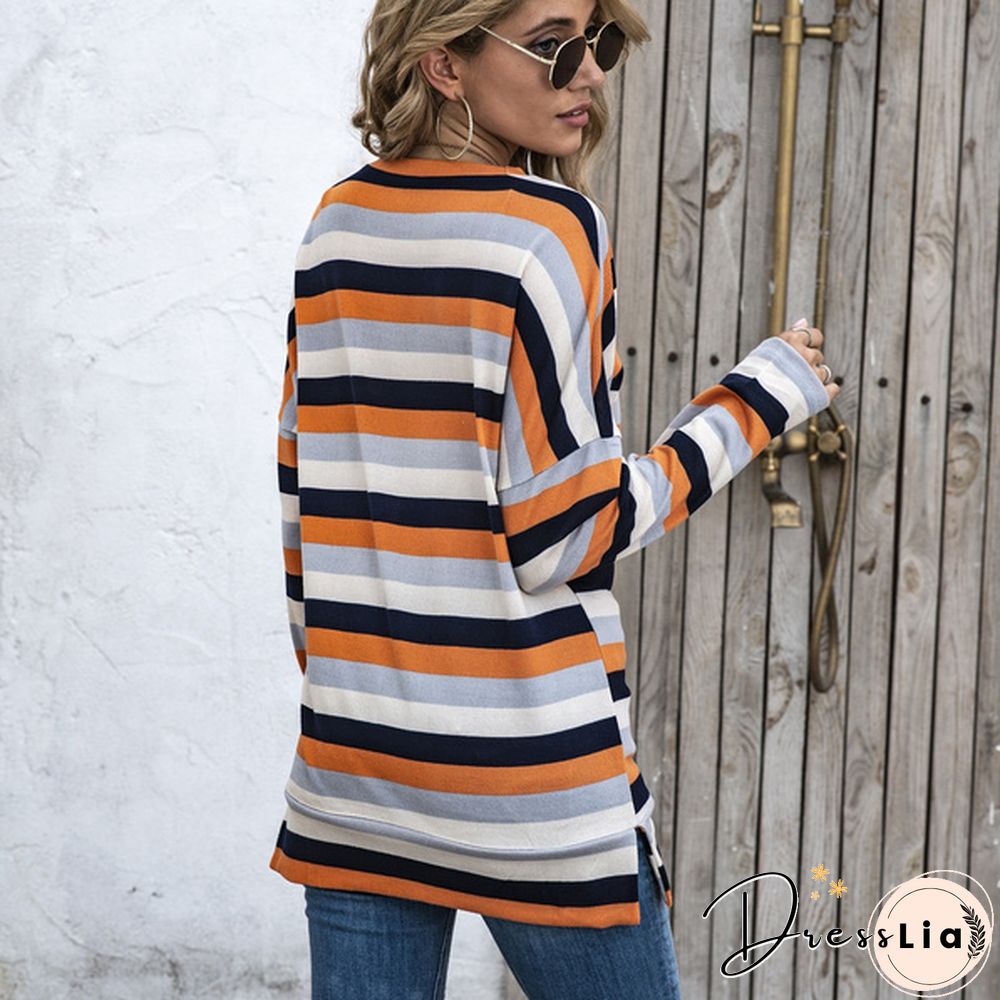 Basic Striped T-shirt Women Plus Size S-5XL Multi Colors Casual Cotton Stretchy Long Sleeve Tops Tee Spring Autumn