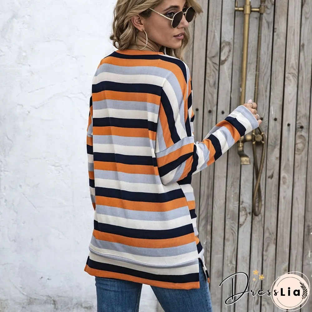 Basic Striped T-shirt Women Plus Size S-5XL Multi Colors Casual Cotton Stretchy Long Sleeve Tops Tee Spring Autumn