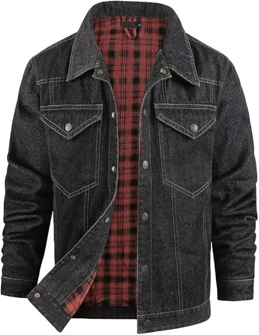Men's Plaid Denim Jacket
