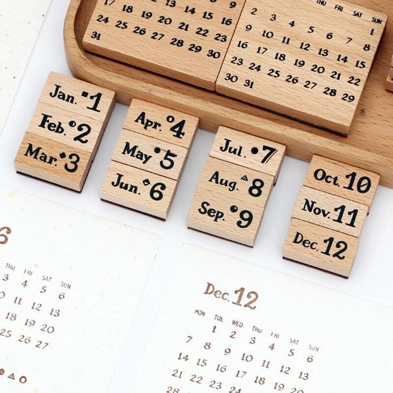 Calendar Wooden Stamps-Himinee.com