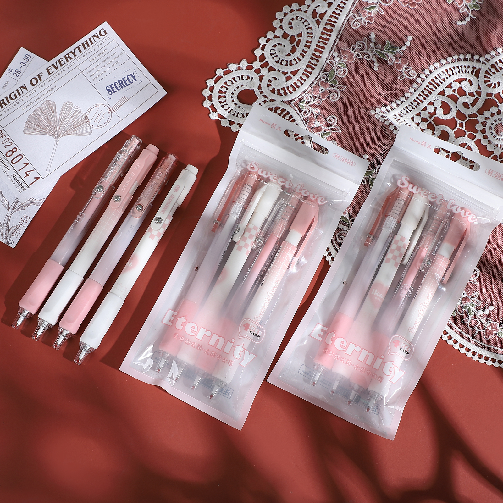 저널세이 4개 세트 스윗블러쉬 시리즈 진동방지 프레스 젤펜 세트 0.5mm 블랙