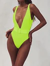 Belt Buckle Plain One Piece Swimsuit