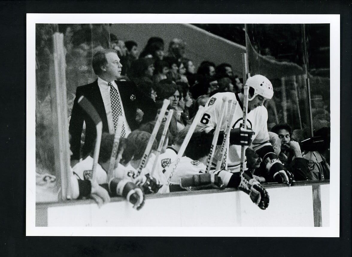 Don Cherry coaching from behind bench circa 1970's Original Photo Poster painting Boston Bruins