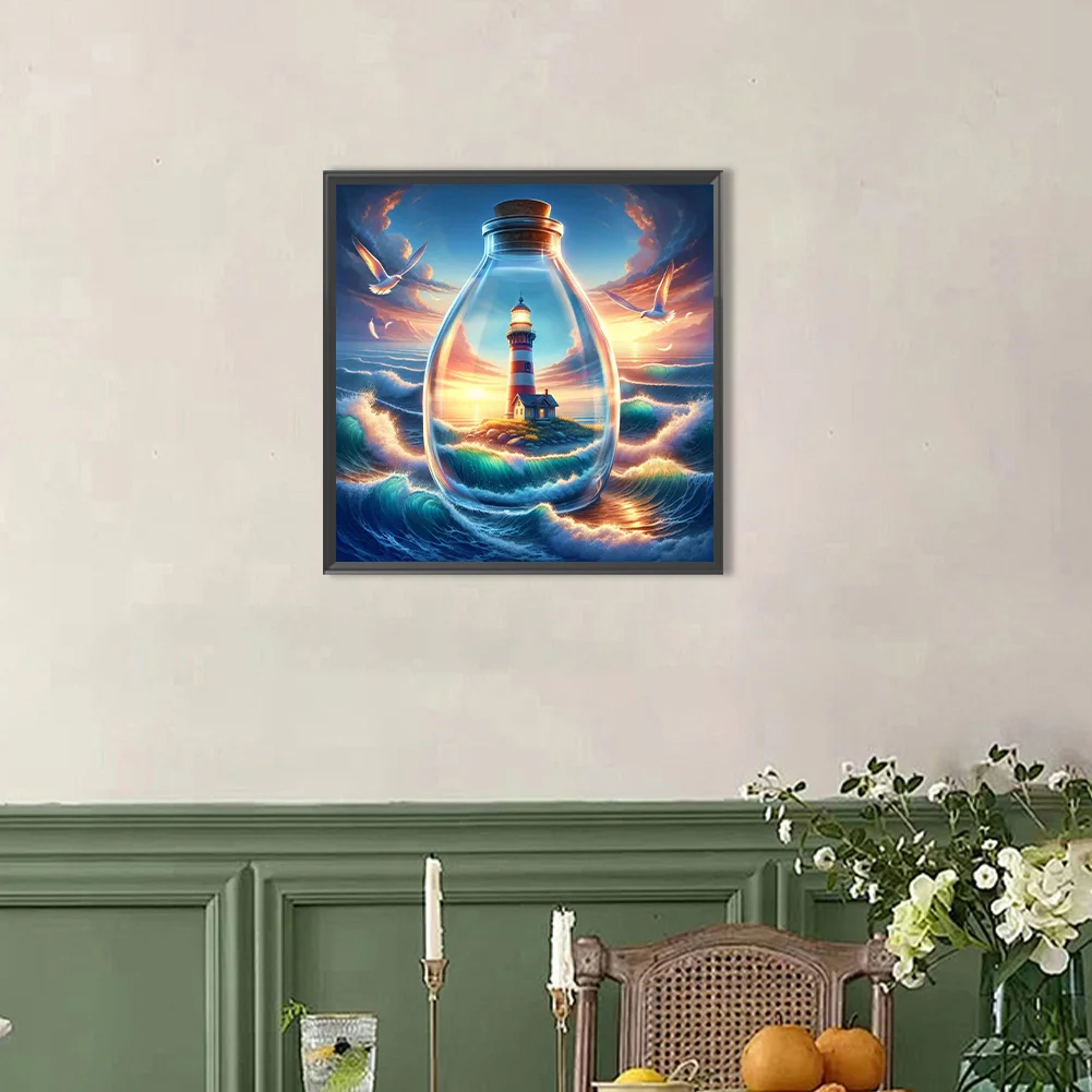 Partial AB Diamond Painting - Full Round Drill - Sea Lighthouse(Canvas|45*45cm)