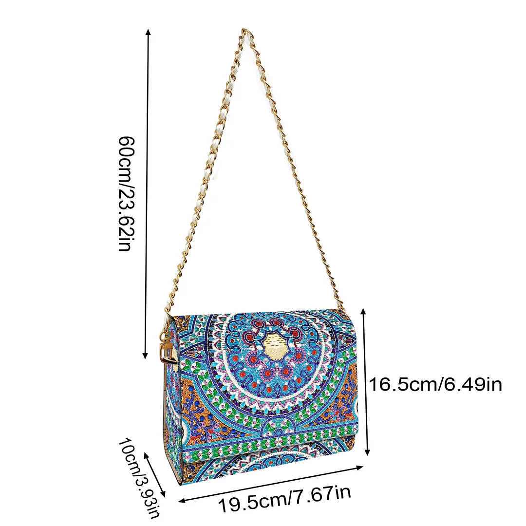 DIY Mandala Diamond Art Wooden Coin Pouch with Chain 5D Diamond Painting Purse