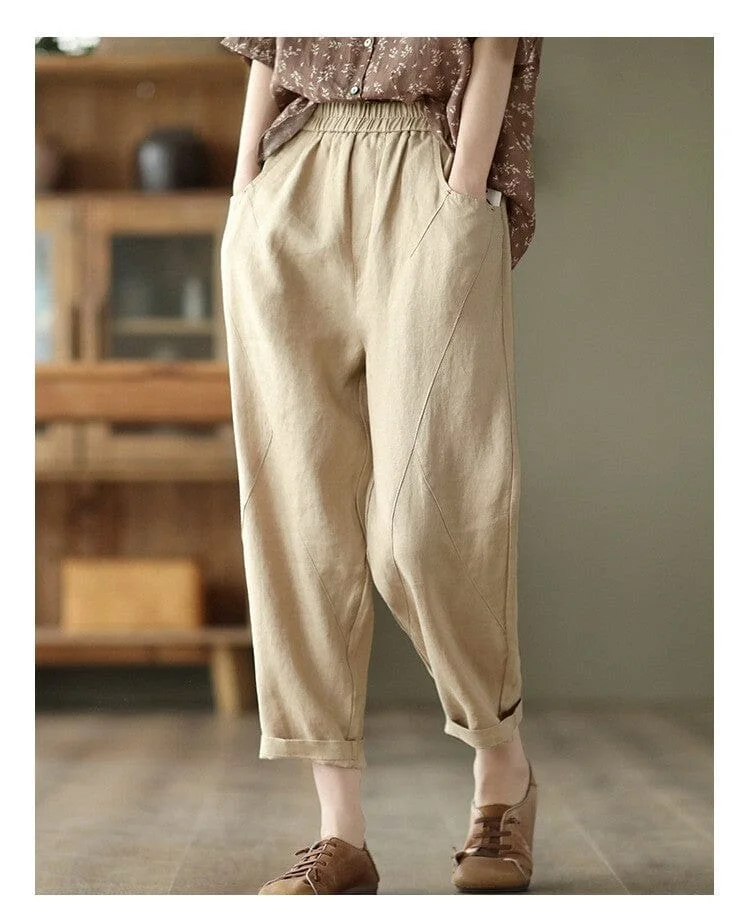 Women Minimalist Casual Loose Linen Pants