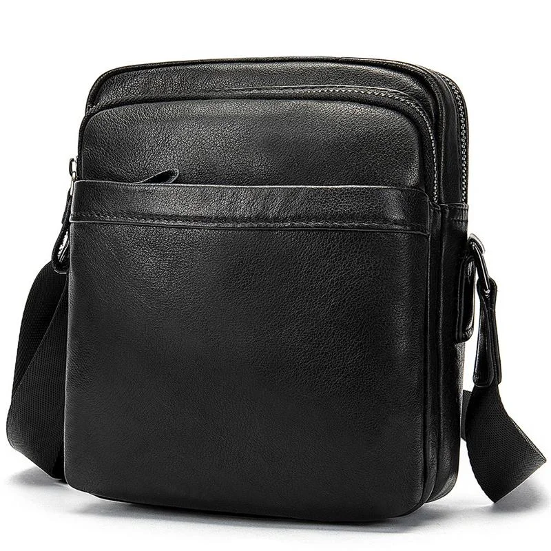 Men's Shoulder Bag Business Casual Leather Solid Color Crossbody Bag