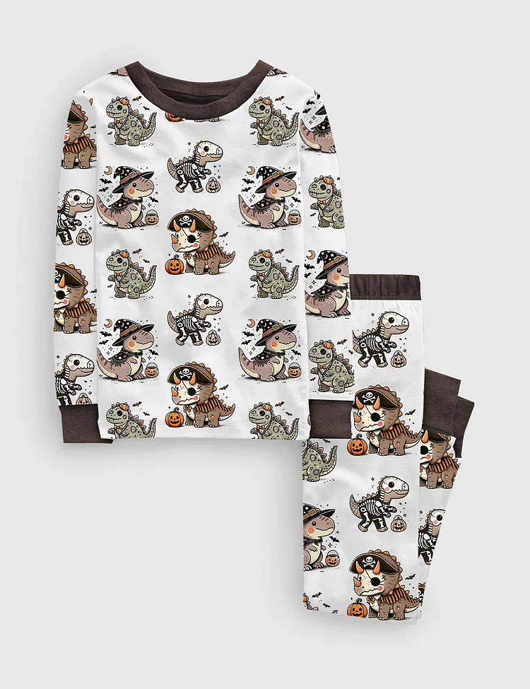 Kid's Halloween Dinosaurs Long Sleeve Pajama Set