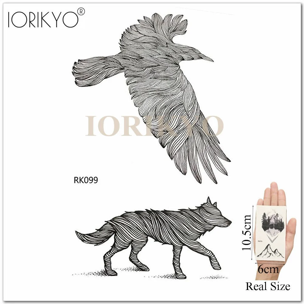 New Black Hummingbird Temporary Tattoo Stickers Women Arm Pencil Sketch Waterproof Tatoos Girls Forearm Birds Fake Tattoo Flower