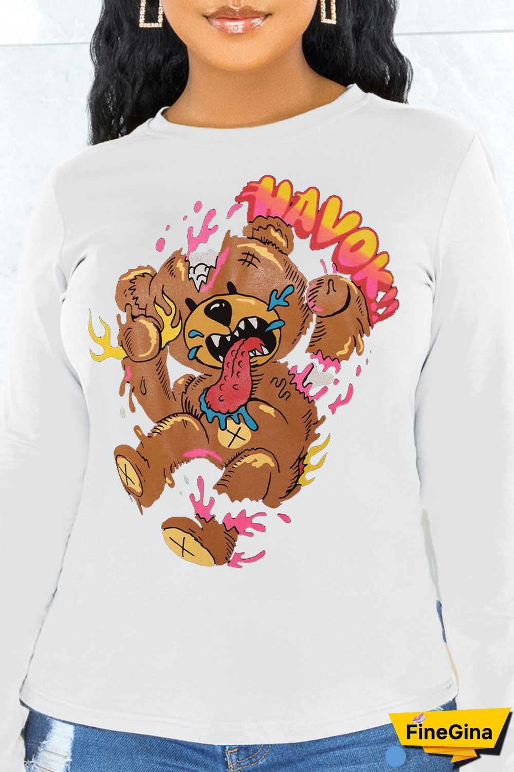 Black Street Daily Print Patchwork O Neck Tops