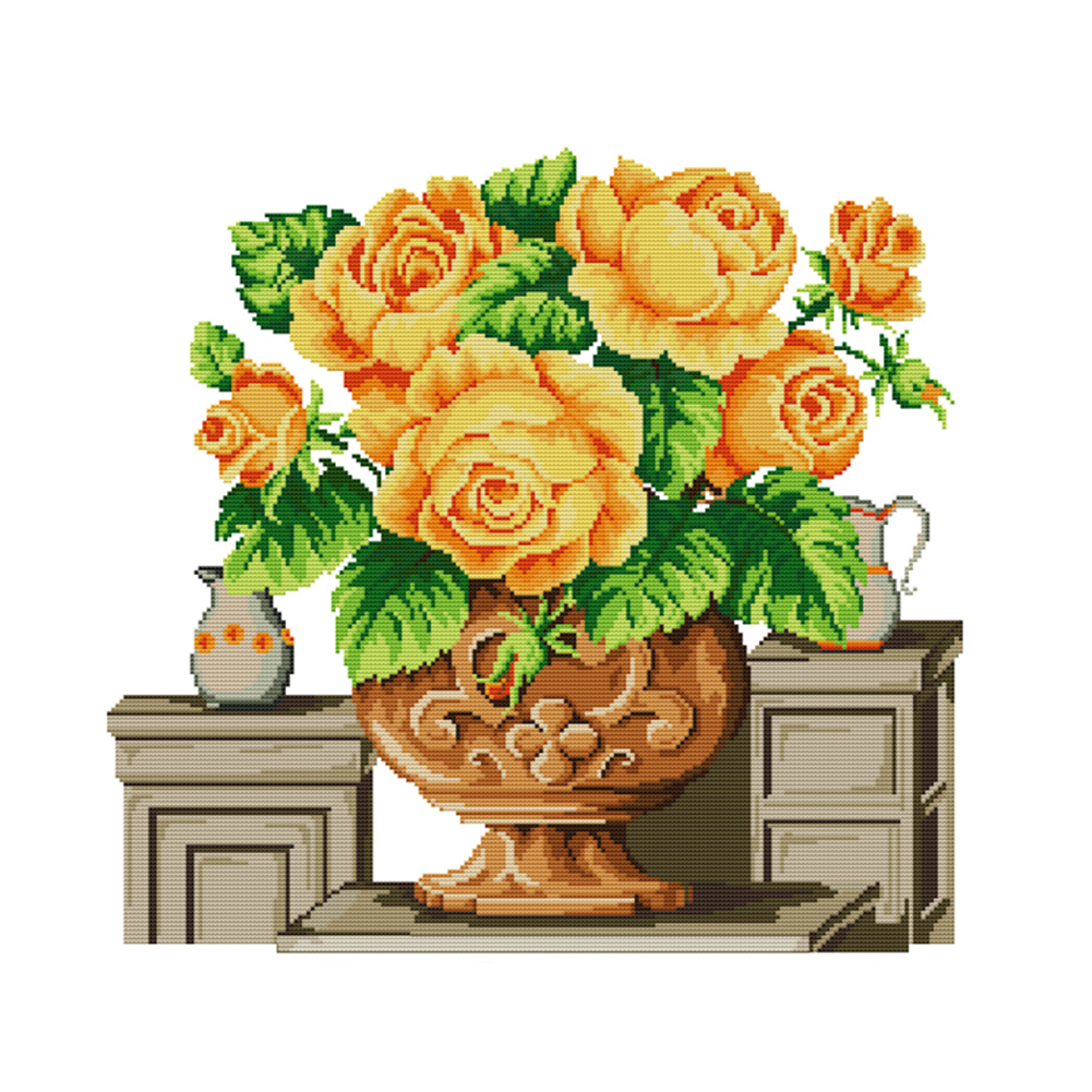 

Yellow Rose - 14CT Stamped Cross Stitch - 48*44CM, 501 Original