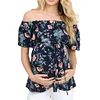 Maternity Short Sleeve Tops Breastfeeding Off Shoulder Floral Shirt Tops