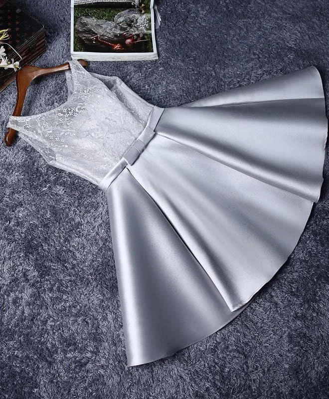Cute Lace Satin Short Prom Dress