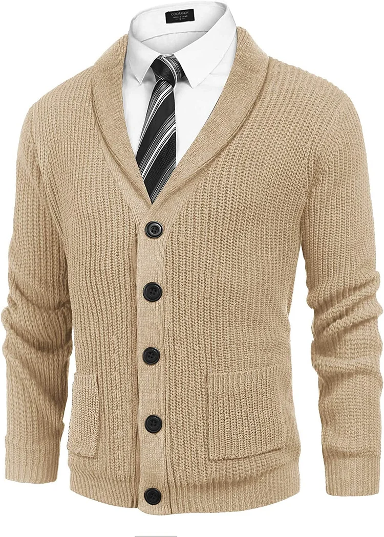 Lapel Button Up Cable Knit Cardigan with Pockets (US Only) QueenFunky