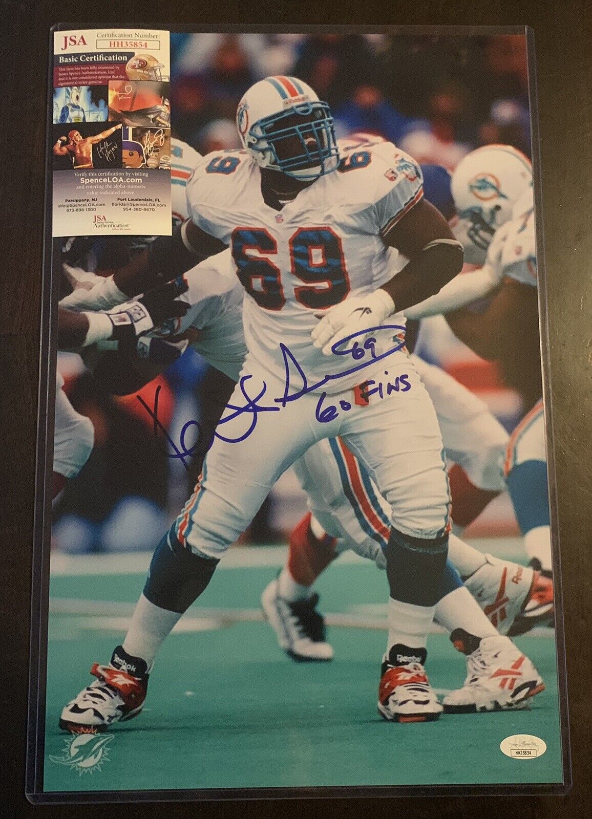 KEITH SIMS 11x17 Signed Photo Poster painting DOLPHINS FOOTBALL JSA/COA HH35854 Inscribed