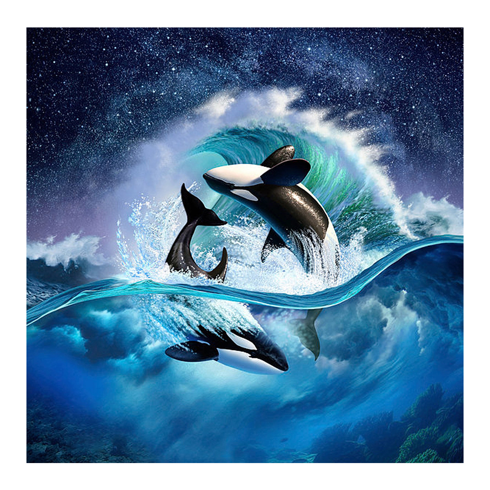 

40*40CM - Square Drill Diamond Painting - Dolphin, 501 Original